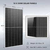 SUNGOLD POWER OFF GRID SOLAR KIT 10 X 550 WATTS SOLAR PANELS 4 X 5.12KWH POWERWALL LITHIUM BATTERY 10KW SOLAR INVERTER 48VDC 120V/240V SGM-10K20