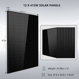 OFF GRID SOLAR KIT 12 X 415 WATTS SOLAR PANELS 20.48KWH LITHIUM BATTERY 8000W SOLAR INVERTER 48VDC 120V/240V SGM-8K20