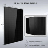 Off-Grid Solar Kit 8000W 48VDC 120V/240V LifePo4 10.24KWH-16.07KWH Lithium Battery 8 X 415 Watts Solar Panels SGR-8K10E