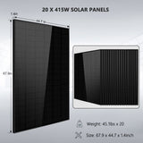 Off-Grid Solar Kits 12kW/15kW/18kW Options 120V/240V with 48v LiFePO4 Lithium Batteries & 415w Solar Panels SGR-18K20E