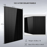Off-Grid Solar Kits 12kW/15kW/18kW Options 120V/240V with 48v LiFePO4 Lithium Batteries & 415w Solar Panels SGR-18K20E