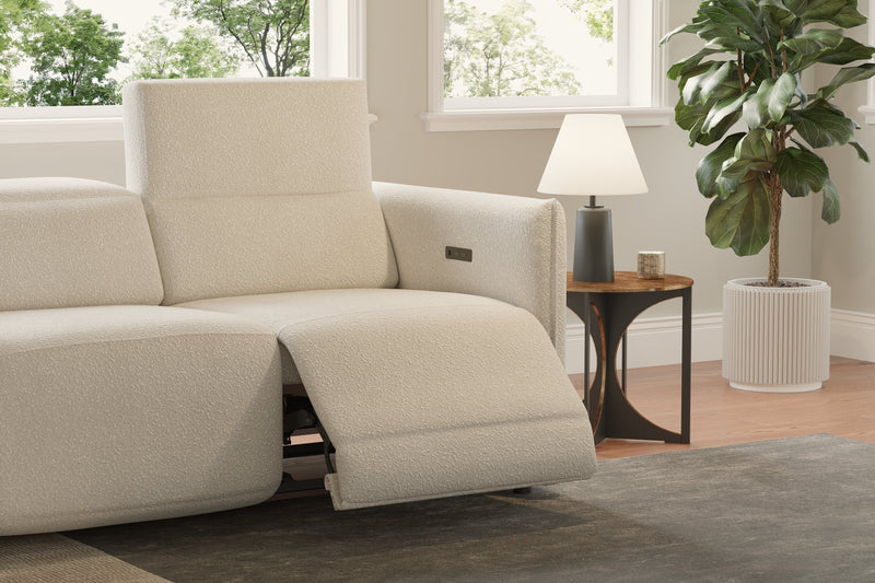 Valencia Alexandra Boucle 73"  Fabric Dual-Recliner Loveseat Sofa, Winter White