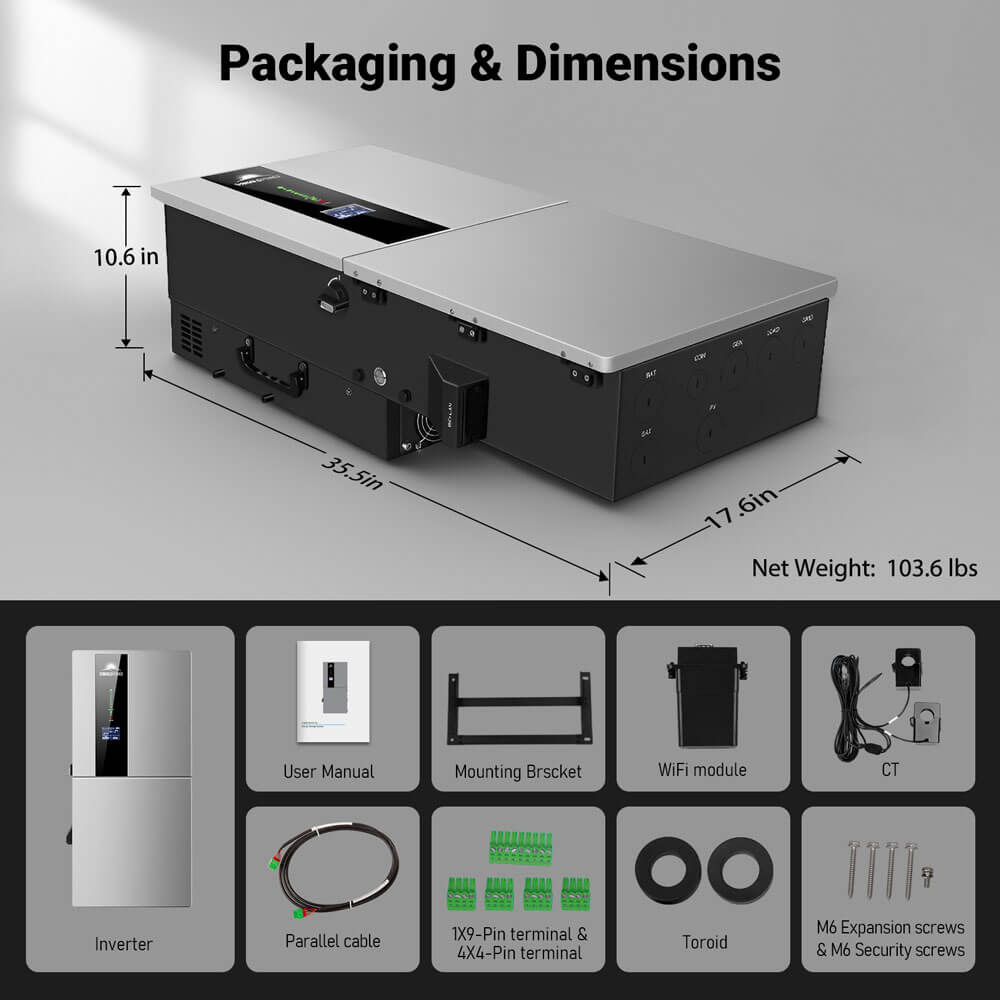 11.4KW 48V Split Phase Hybrid Solar Inverter | Whole Home Backup (200A) | SGN-11K15PRO