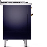 ILVE Nostalgie II 48-Inch Dual Fuel Freestanding Range in Midnight Blue with Brass Trim (UP48FNMPMBGLP)