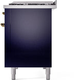 ILVE Nostalgie II 48-Inch Dual Fuel Freestanding Range in Midnight Blue with Brass Trim (UP48FNMPMBGLP)