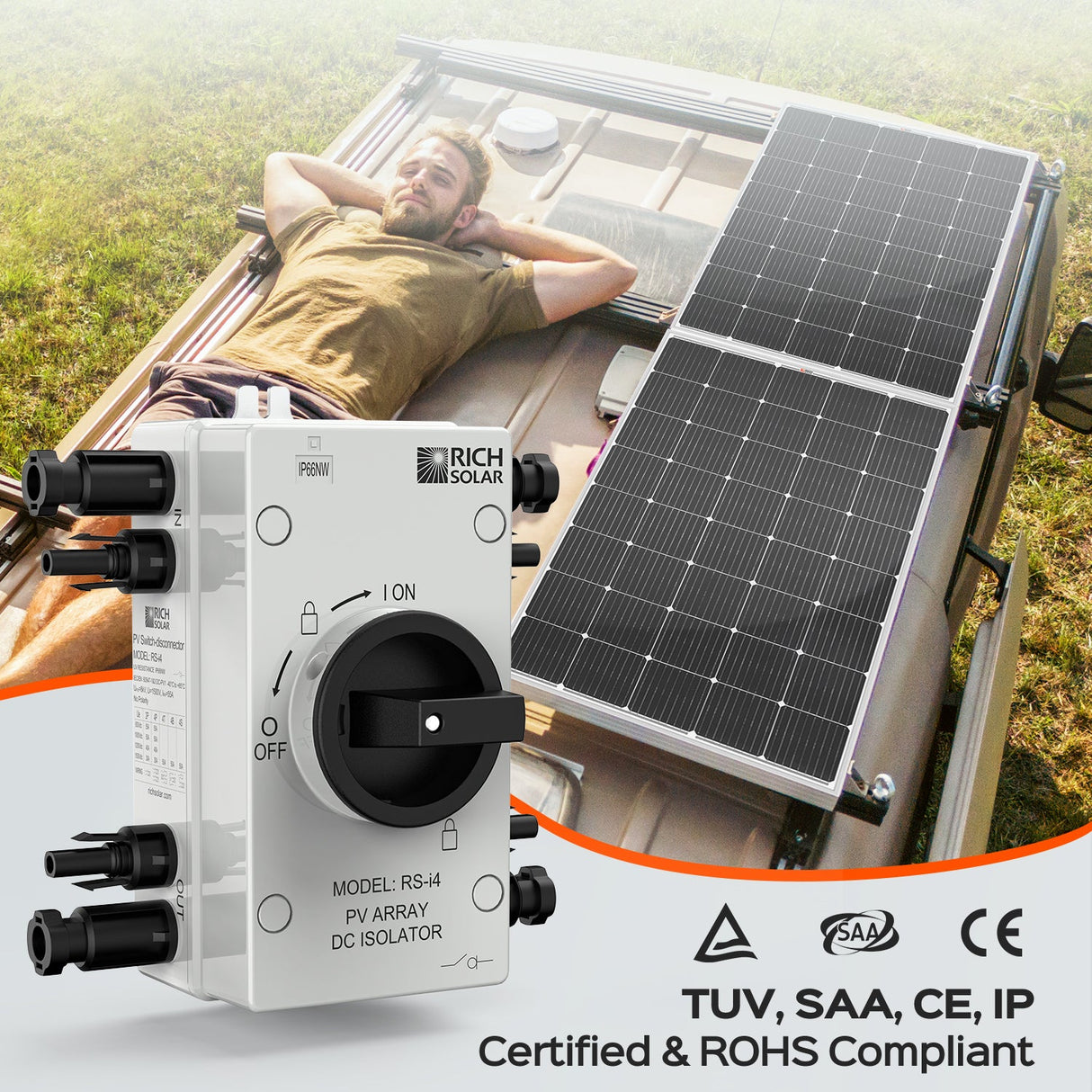 Solar PV DC Quick Disconnect Switch | Solar Array DC Quick Disconnect Switch | 1500 Volt 55 Amp | 4 Pole 2 Strings | Easy to Install