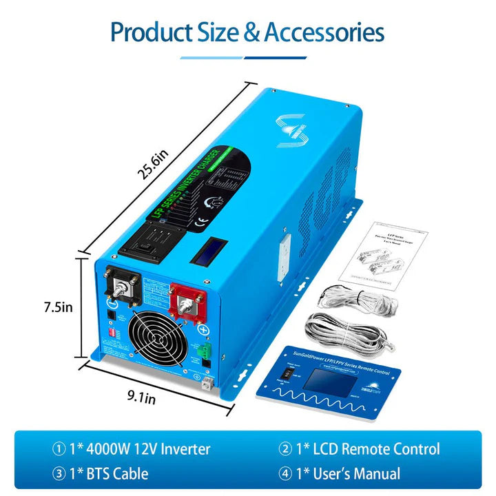 SUNGOLD POWER 4000W DC 12V Pure Sine Wave Inverter With Charger