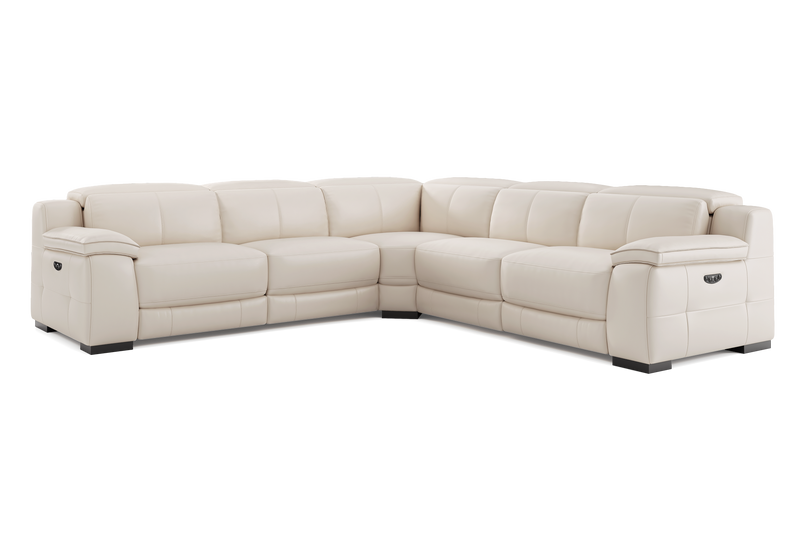 Valencia Ellie Top Grain Leather L-Shape Sofa, Beige