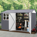 [08X10FT] Outdoor Garden Tool Shed With Thickened Galvanized Steel, Sloped Roof, Vents And Double Lockable Doors (SAK66582)