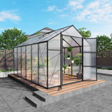[08X12FT] All-Season Outdoor Backyard Polycarbonate Greenhouse With Raised Base And Aluminum Frame (SAK78614)