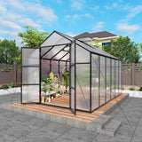 [08X12FT] All-Season Outdoor Backyard Polycarbonate Greenhouse With Raised Base And Aluminum Frame (SAK78614)