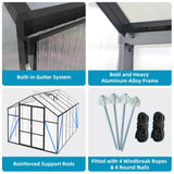 [08X12FT] All-Season Outdoor Backyard Polycarbonate Greenhouse With Raised Base And Aluminum Frame (SAK78614)