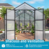 [08X12FT] All-Season Outdoor Backyard Polycarbonate Greenhouse With Raised Base And Aluminum Frame (SAK78614)