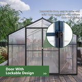 [08X12FT] Large Outdoor Heavy-Duty Polycarbonate Walk-In Greenhouse With Double Swing Doors And Two Ventilation Windows (SAK73651)