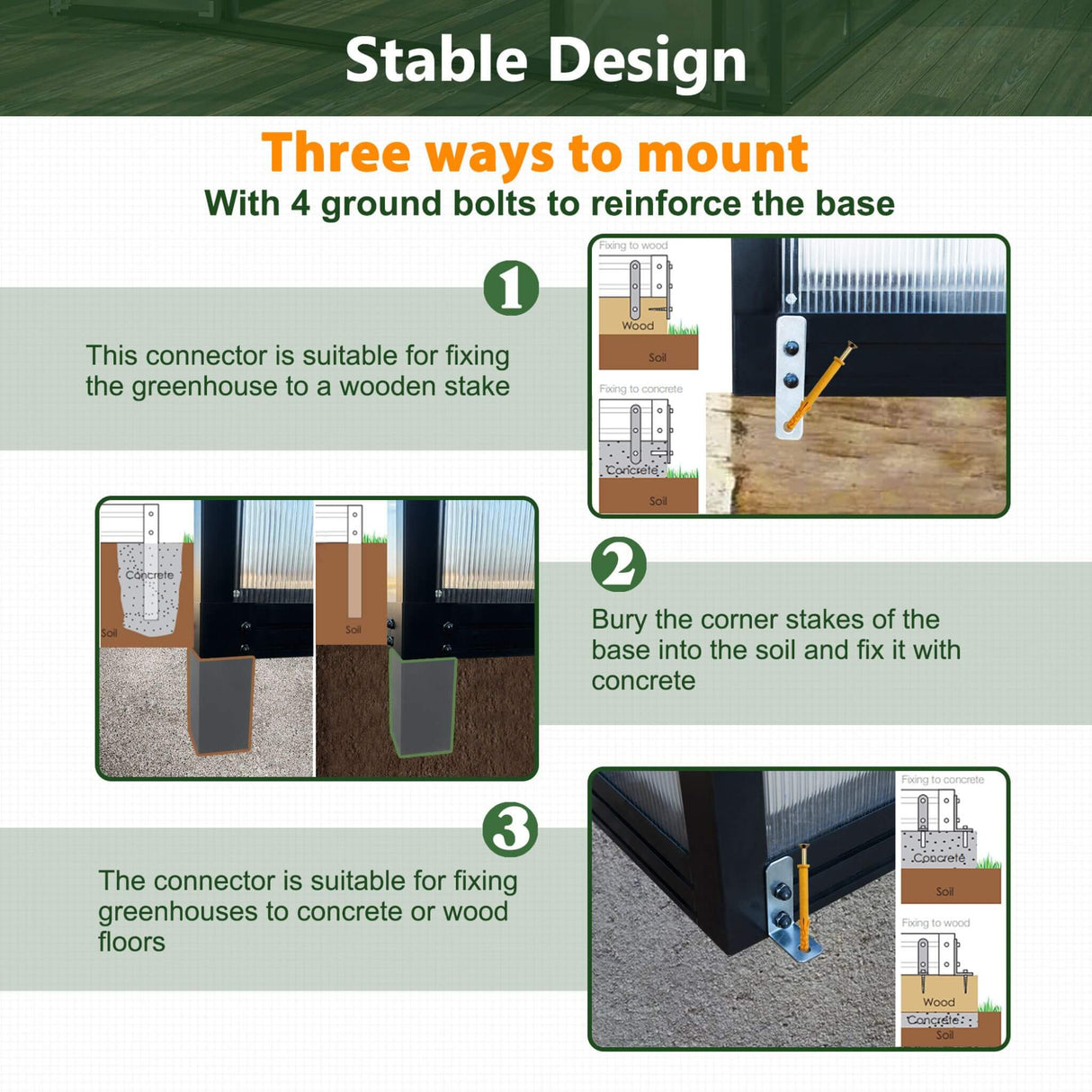 [08X12FT] Large Outdoor Heavy-Duty Polycarbonate Walk-In Greenhouse With Double Swing Doors And Two Ventilation Windows (SAK73651)