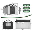 [08X12FT] Large Polypropylene Storage Shed With Reinforced Floor And Lockable Swing Doors (SAK07451)