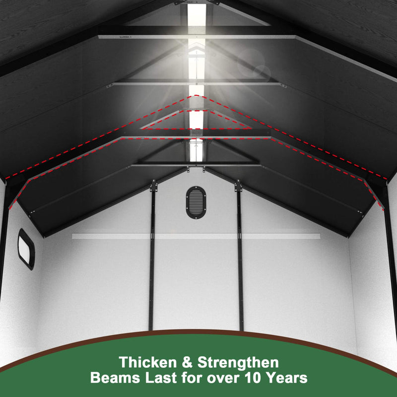 [08X12FT] Large Polypropylene Storage Shed With Reinforced Floor And Lockable Swing Doors (SAK07451)