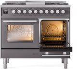 ILVE Professional Plus II 40-Inch Freestanding Natural Gas Dual Fuel Range with 6 Sealed Burner in Matte Graphite (UPD40FWMPMG)