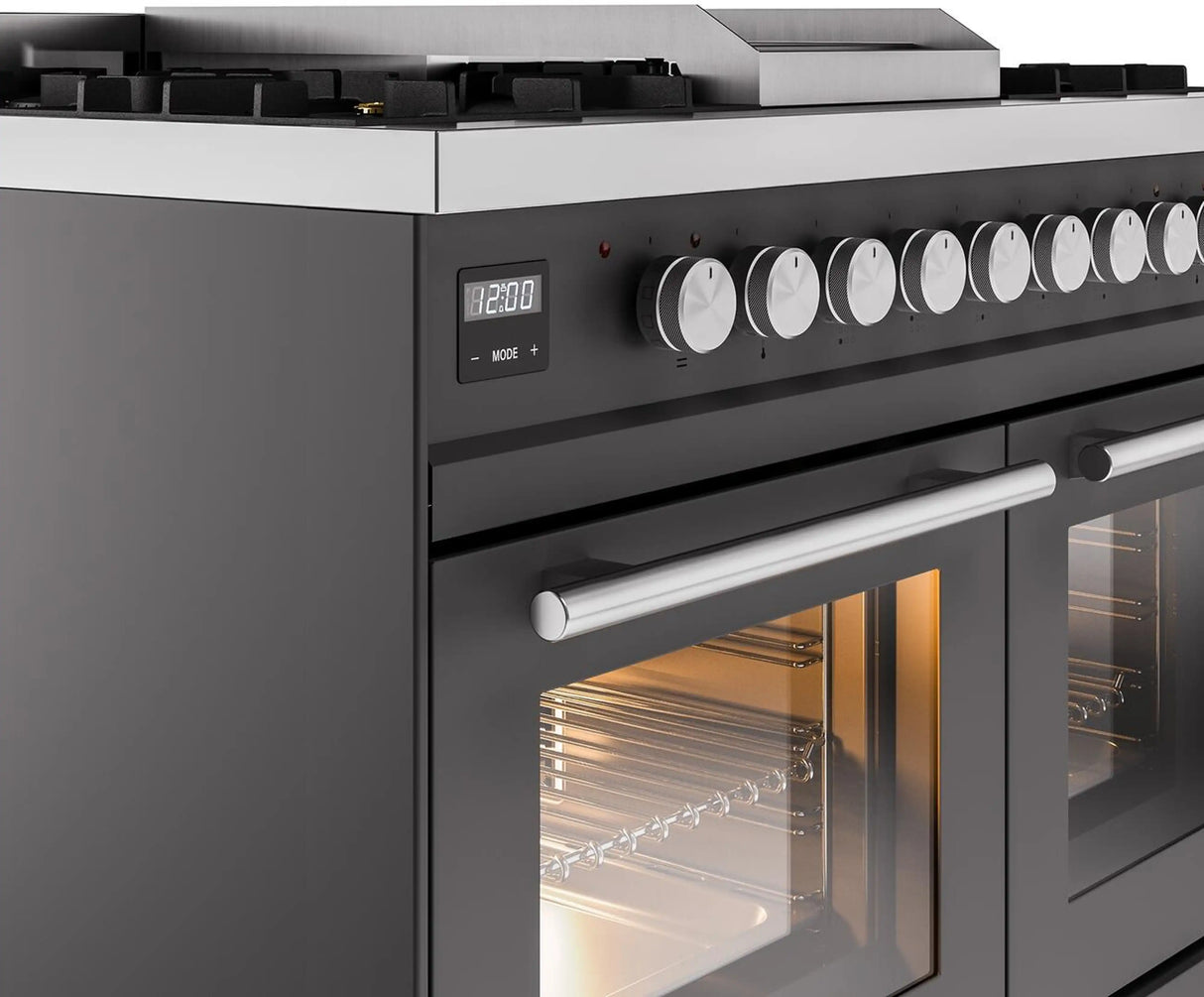 ILVE Professional Plus II 40-Inch Freestanding Natural Gas Dual Fuel Range with 6 Sealed Burner in Matte Graphite (UPD40FWMPMG)