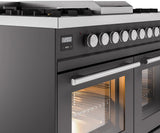 ILVE Professional Plus II 40-Inch Freestanding Natural Gas Dual Fuel Range with 6 Sealed Burner in Matte Graphite (UPD40FWMPMG)