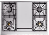 ILVE Nostalgie II 36-Inch Freestanding Natural Gas Dual Fuel Range in Glossy Black with Chrome Trim (UP36FNMPBKC)