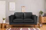 Valencia Artisan Top Grain Leather Loveseat Sofa, Black