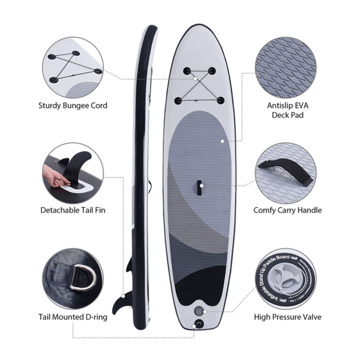 10' Inflatable Blow Up SUP Paddle Board W/ Carrying Bag & Pump (SAK43678)