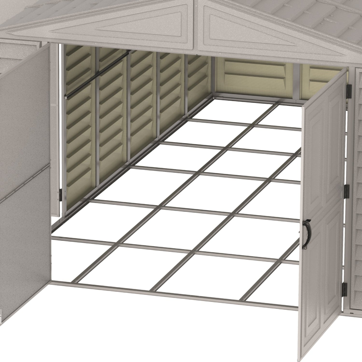 10.5x28.5 ft Vinyl Garage, Vinyl Storage Shed with Foundation, 2 Windows & Side Doors