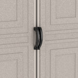 10.5x28.5 ft Vinyl Garage, Vinyl Storage Shed with Foundation, 2 Windows & Side Doors