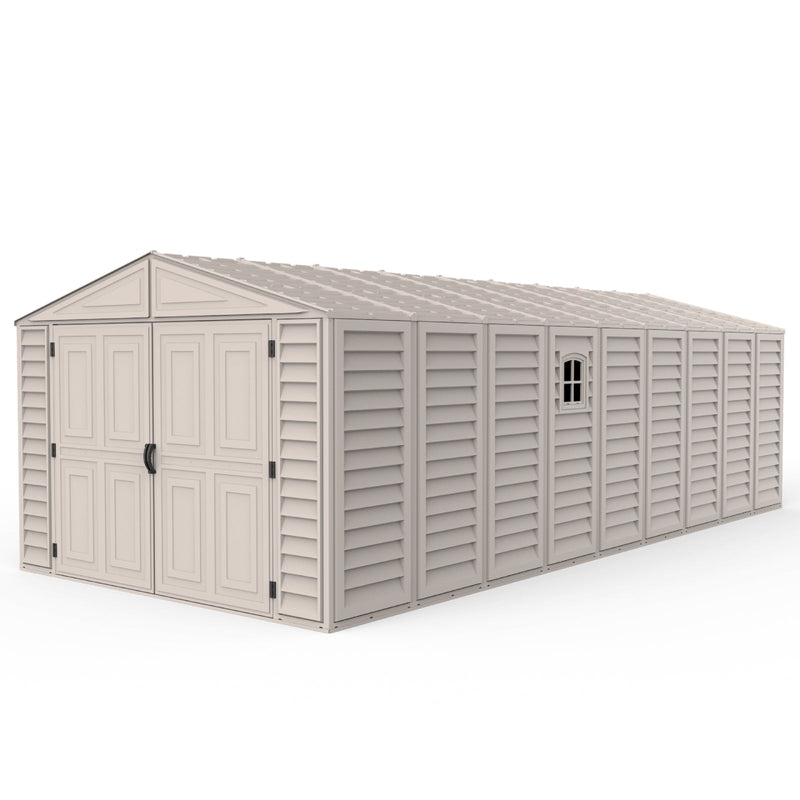 10.5×23 ft Vinyl Garage, Vinyl Storage Shed with Foundation, 2 Windows & Side Doors