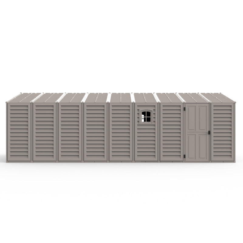 10.5×23 ft Vinyl Garage, Vinyl Storage Shed with Foundation, 2 Windows & Side Doors