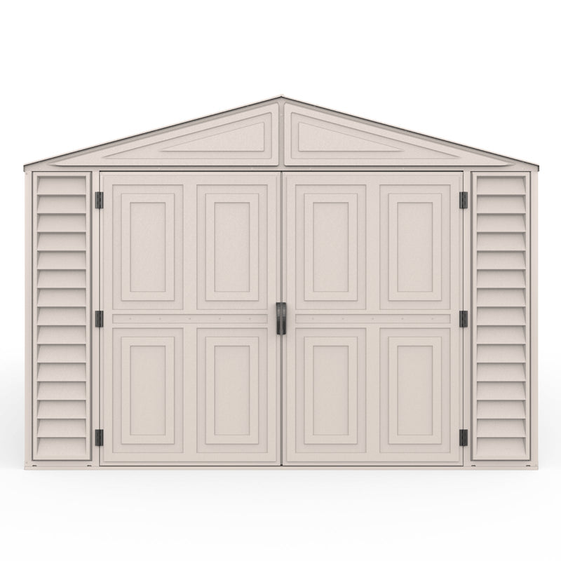 10.5×23 ft Vinyl Garage, Vinyl Storage Shed with Foundation, 2 Windows & Side Doors