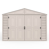 10.5x28.5 ft Vinyl Garage, Vinyl Storage Shed with Foundation, 2 Windows & Side Doors
