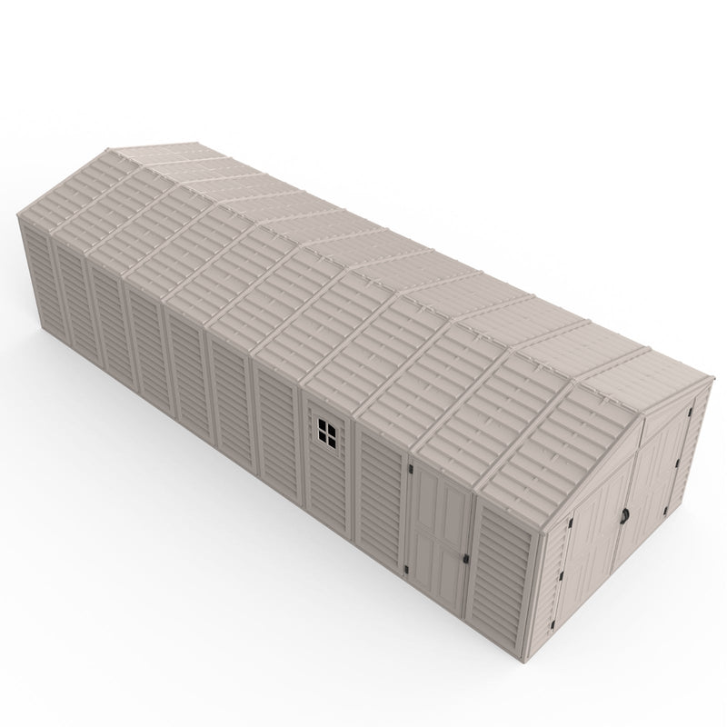 10.5x31 ft Vinyl Garage, Vinyl Storage Shed with Foundation, 2 Windows & Side Doors