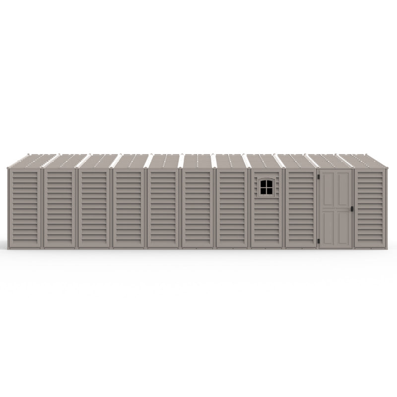 10.5x31 ft Vinyl Garage, Vinyl Storage Shed with Foundation, 2 Windows & Side Doors
