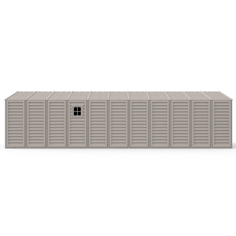 10.5x31 ft Vinyl Garage, Vinyl Storage Shed with Foundation, 2 Windows & Side Doors