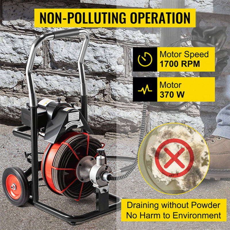 [100FT X 3/8"] Electric Sewer Drain Cleaner Snake Clog Machine W/ Cutter (SAK53785)
