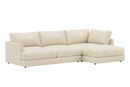 Valencia Serena Leather Three Seats with Right Chaise Sectional Sofa, Beige