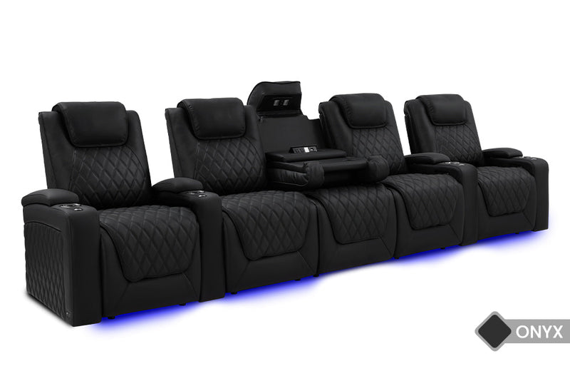 Valencia Oslo Luxury Console Home Theater Seating Console Row of 3 Dropdown Center, Onyx