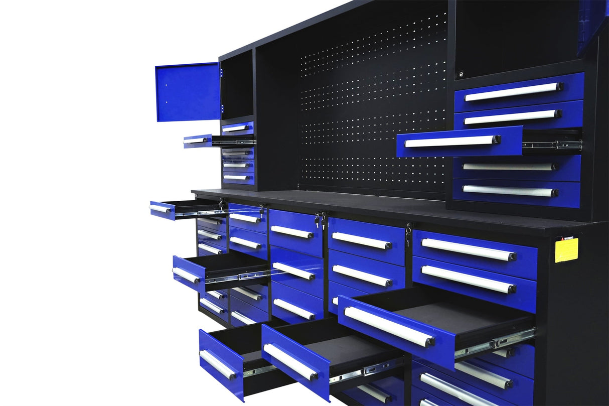 10ft Workbench Cabinet(40 Drawers,1 Pegboard & 2 Cabinets)