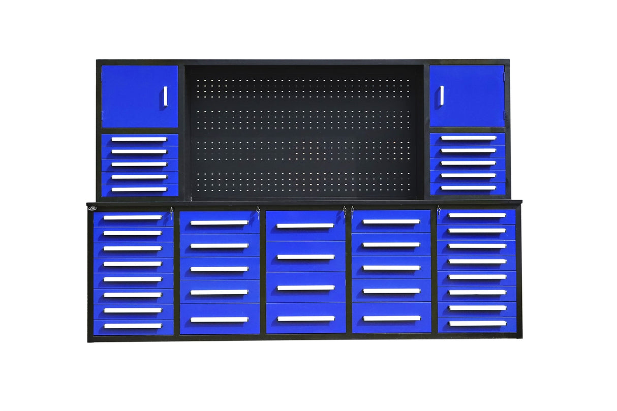 10ft Workbench Cabinet(40 Drawers,1 Pegboard & 2 Cabinets)