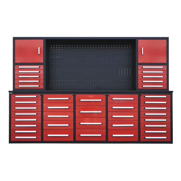 10ft Workbench Cabinet(40 Drawers,1 Pegboard & 2 Cabinets)