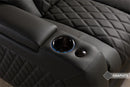 Valencia Tuscany Luxury Console Leather Home Theater Seating Row of 3 Dropdown Center, Graphite