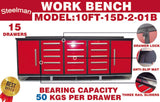 10ft Workbench Storage Cabinet with 15 Drawers & 2 Cabinets