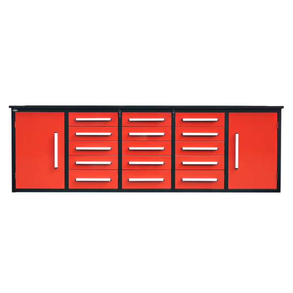 10ft Workbench Storage Cabinet with 15 Drawers & 2 Cabinets