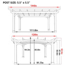 [12x14FT] Luxury Outdoor All-Season Backyard Cedar Wood Gazebo Pergola With Arched Roof And Stakes For Patios (SAK68194)