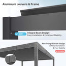 [10x19FT] Premium Full Aluminum Patio Outdoor Louvered Pergola With Adjustable Hardtop Roof (SAK86352)