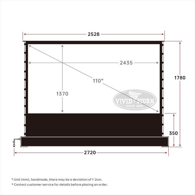 VIVIDSTORM S White Cinema Motorized Tension Floor Rising Projector screen– Classic Version