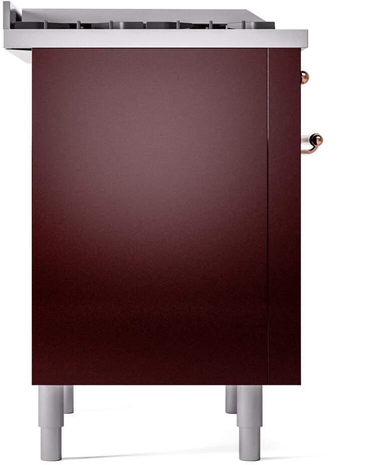 ILVE Nostalgie II 36-Inch Dual Fuel Freestanding Range in Burgundy with Copper Trim (UP36FNMPBUPLP)
