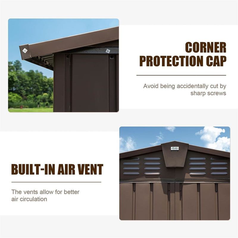 [11X12FT] Outdoor Backyard Storage Metal Shed With Galvanized Steel Frame, Windows, And Lockable Doors (SAK60167)